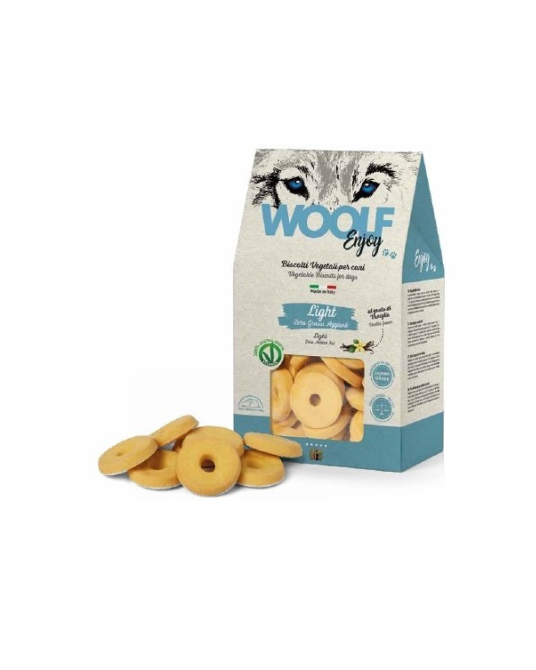 Woolf - Enjoy Biscotti Vegetali per Cani -Gusto Vaniglia Light - 400 gr