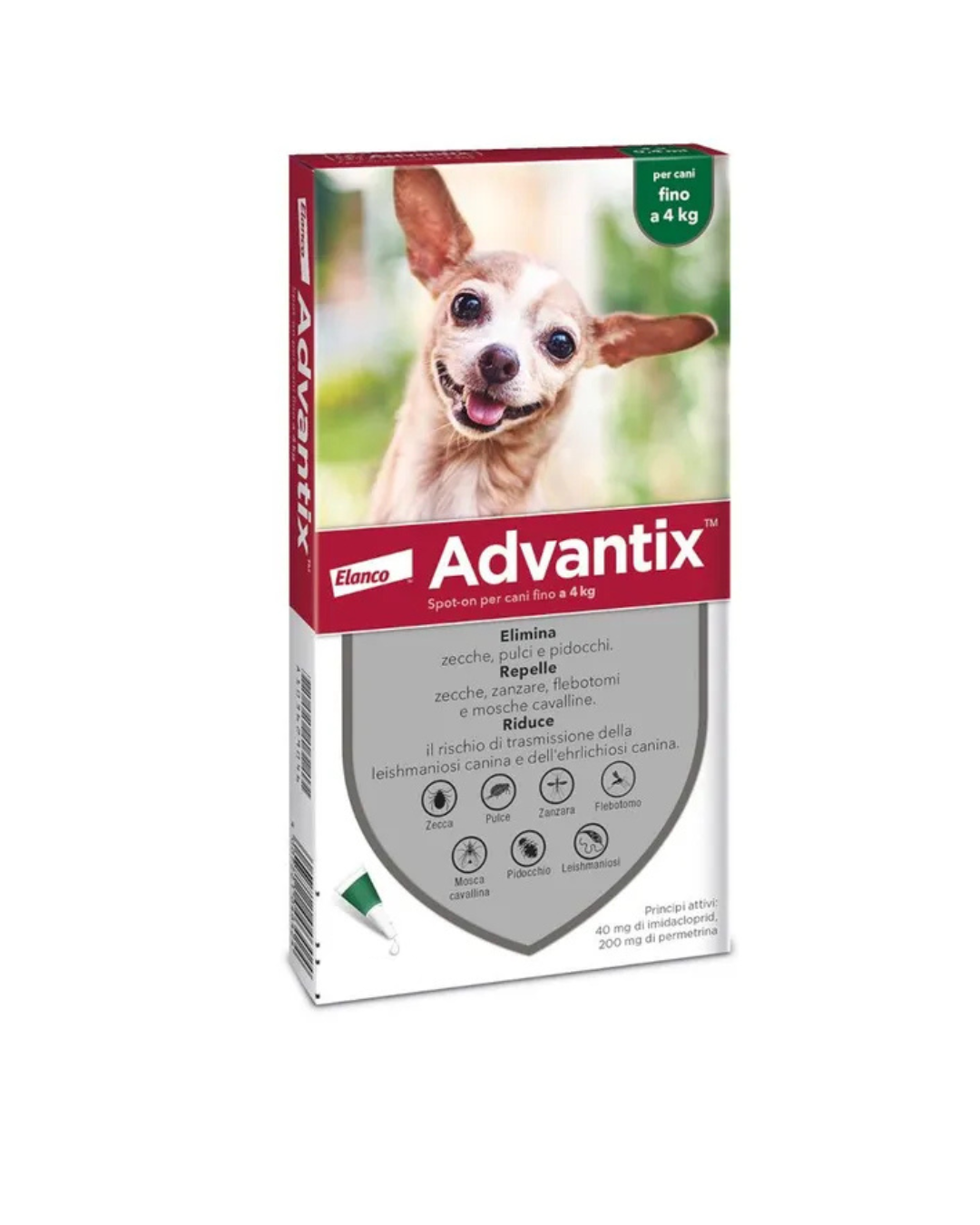 Advantix - 6 Pipette Spot On Antiparassitario Per Cani  Fino a 4kg - Elanco
