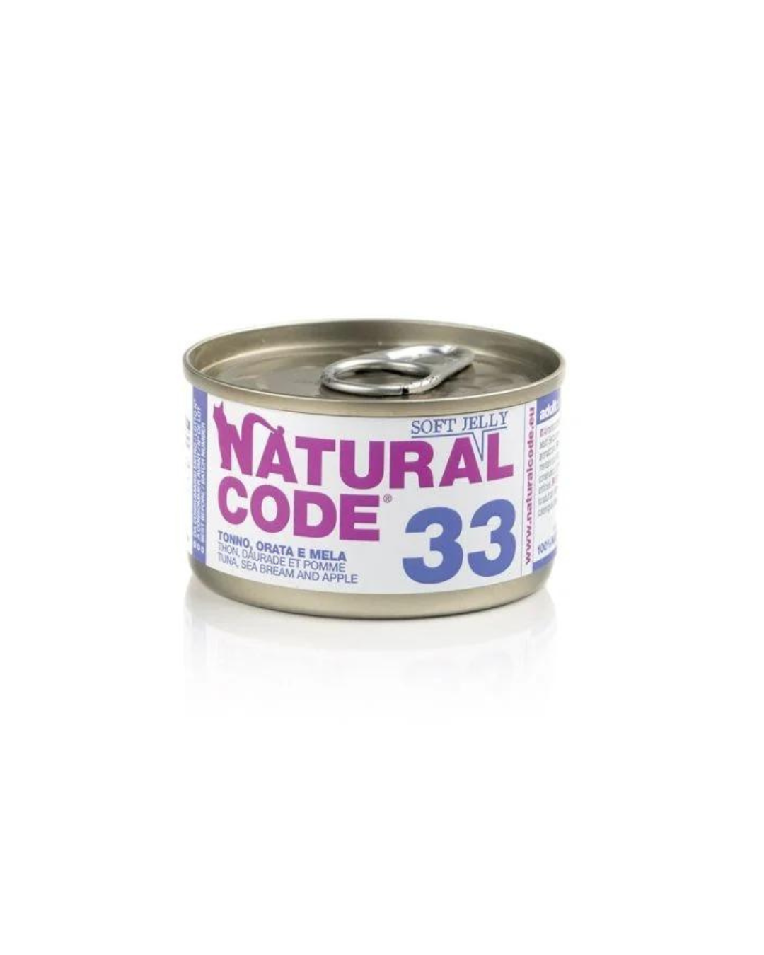 Natural code 33 - Strips for cats - Tuna, Sea Bream and Apple in Jelly - 85 gr