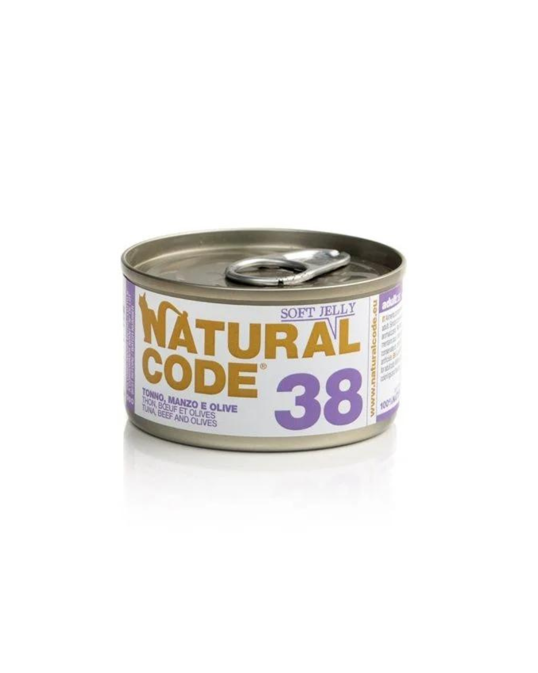 Natural Code 38 - Straccetti per gatti - Tonno, Manzo e Olive in Jelly - 85 gr