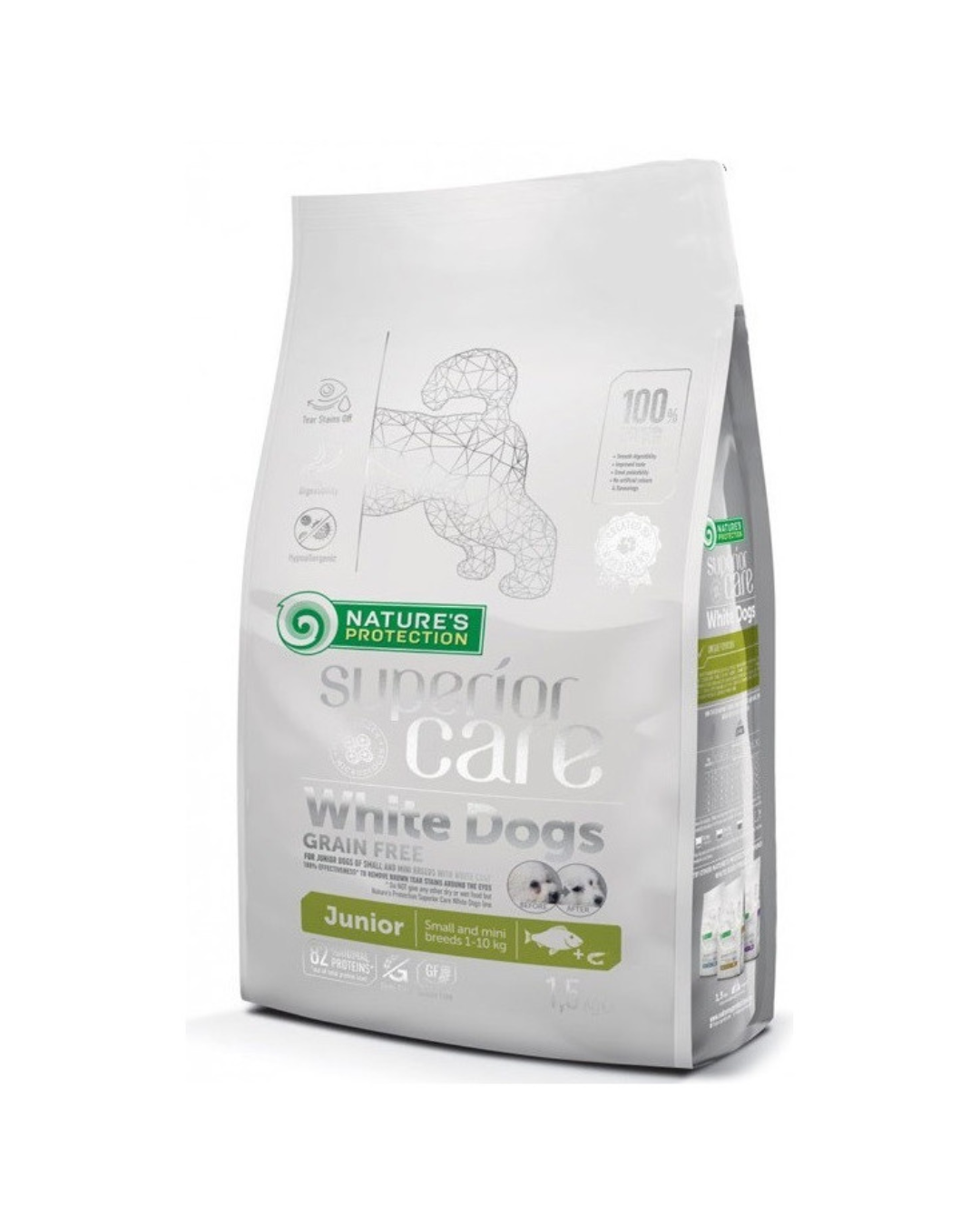 Nature's Protection - Superior Care White Dog Grain Free - Junnior Small Breed - Pesce Azzurro 1,5 kg