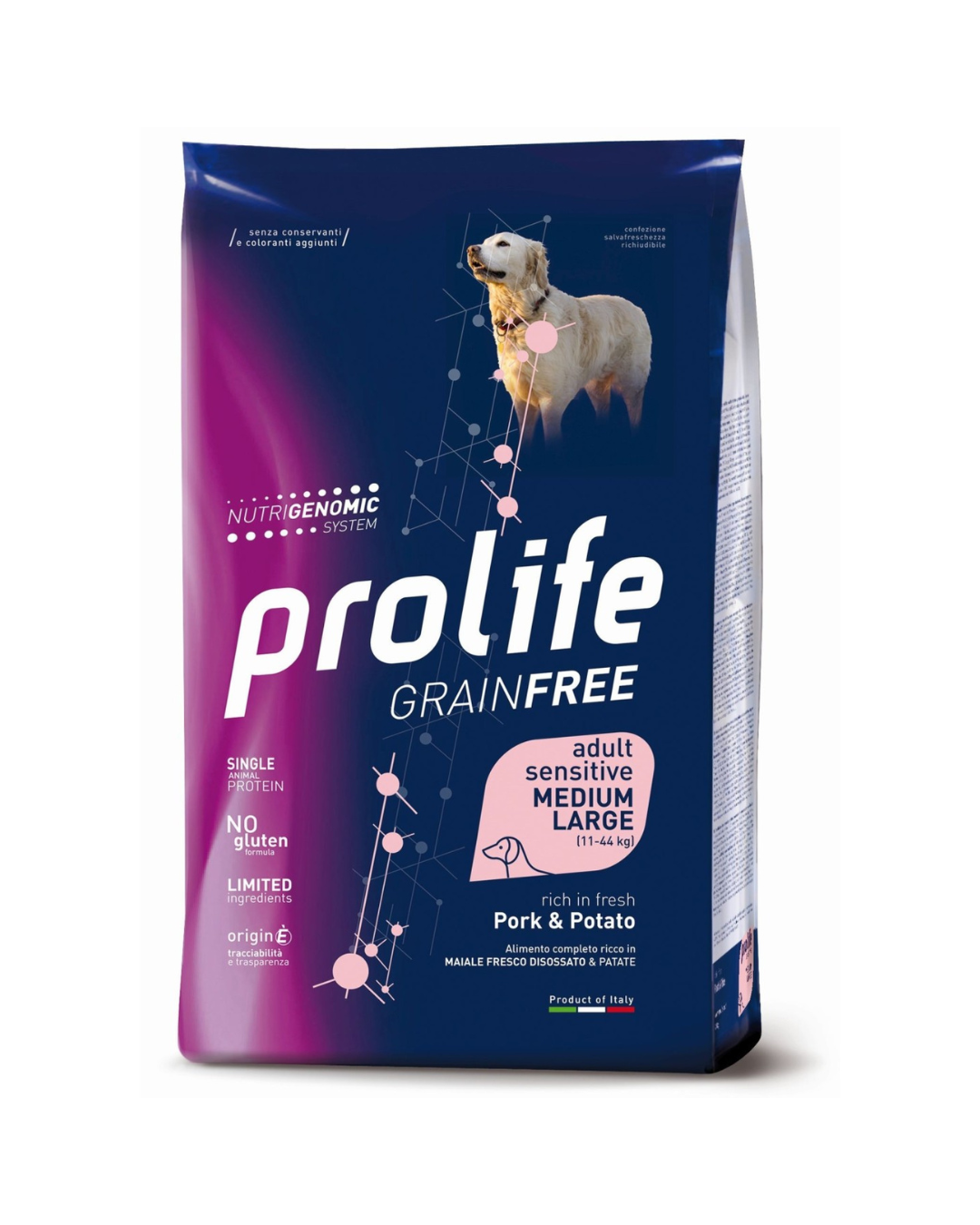 Prolife - Dog Grain Free Sensitive - Adult Medium / Large - Maiale e Patate 10 kg