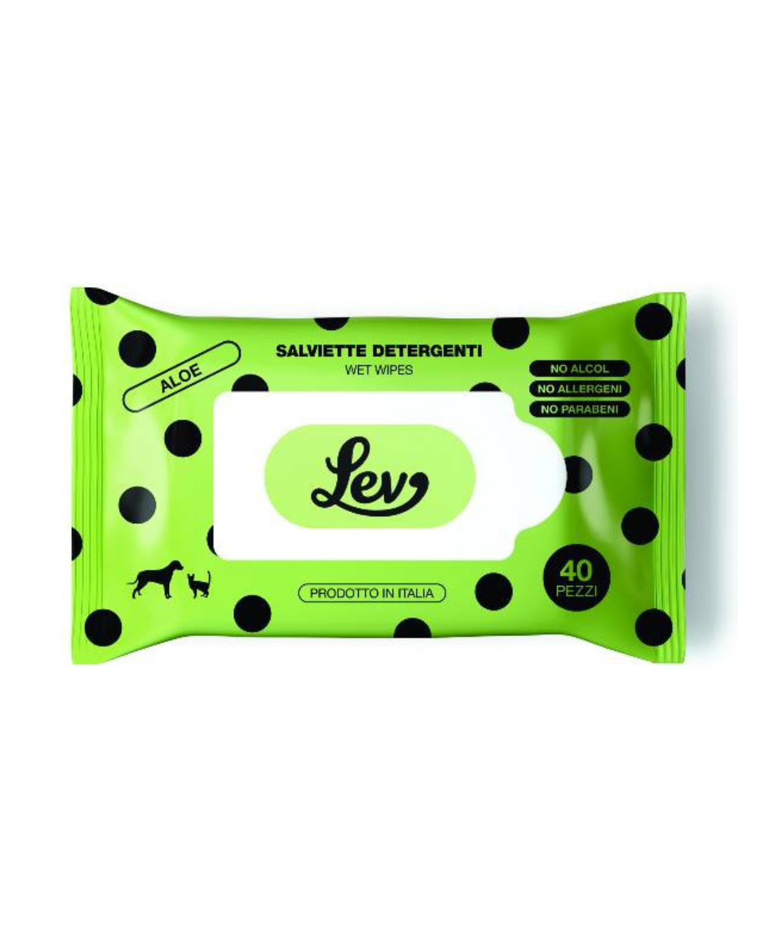 Lev - Cleansing Wipes for Dogs and Cats - Aloe - 40 pieces