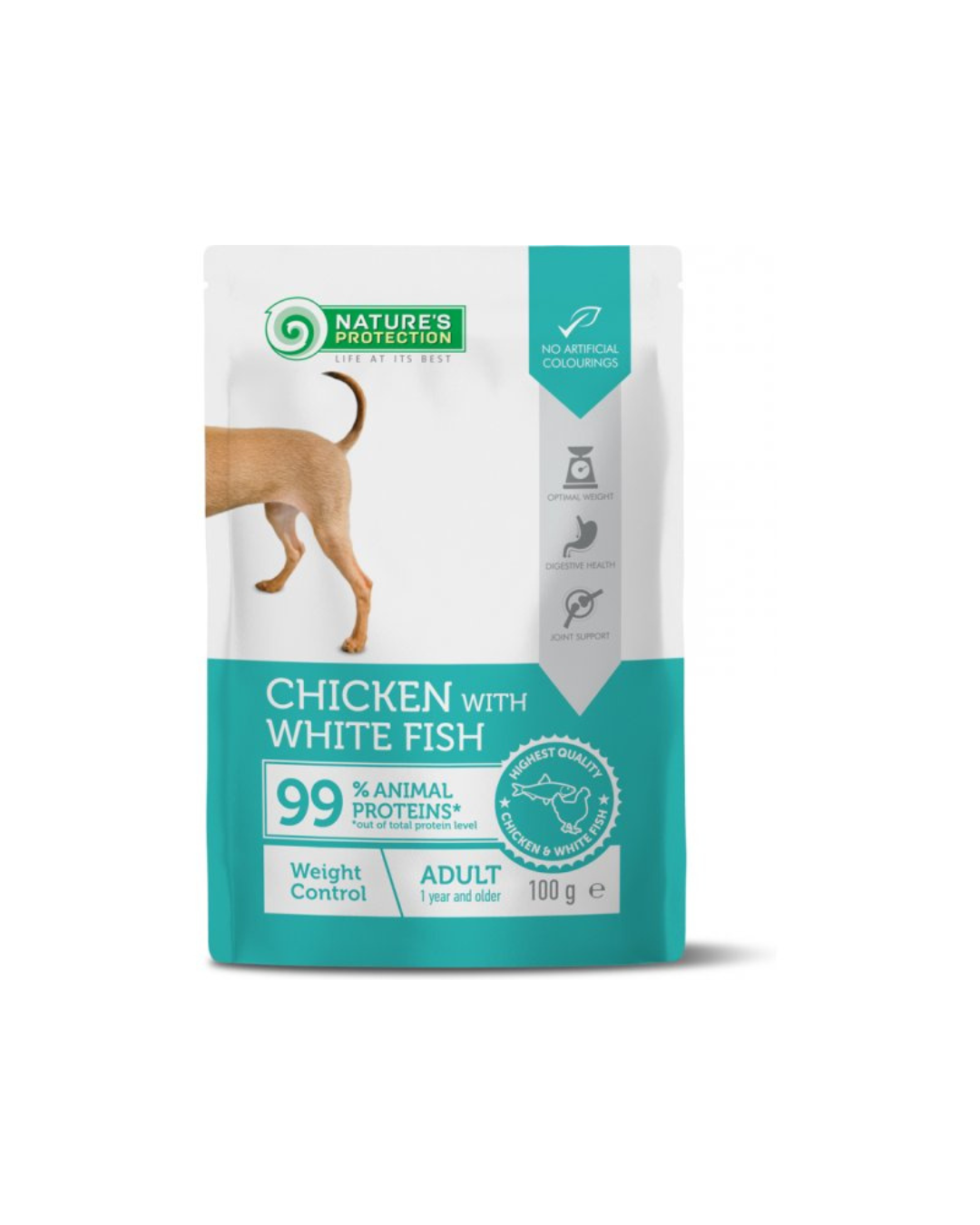 Nature's Protection - Pouch Adult Dog Weight Control - Wet Food in Sachet - Blue Fish and Chicken 100 gr