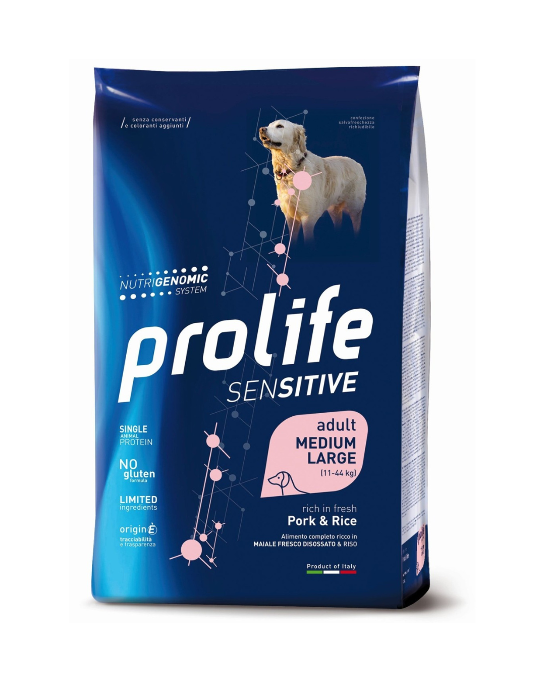 Prolife - Dog Sensitive Adult Medium / Large - Maiale e Riso 2,5 kg