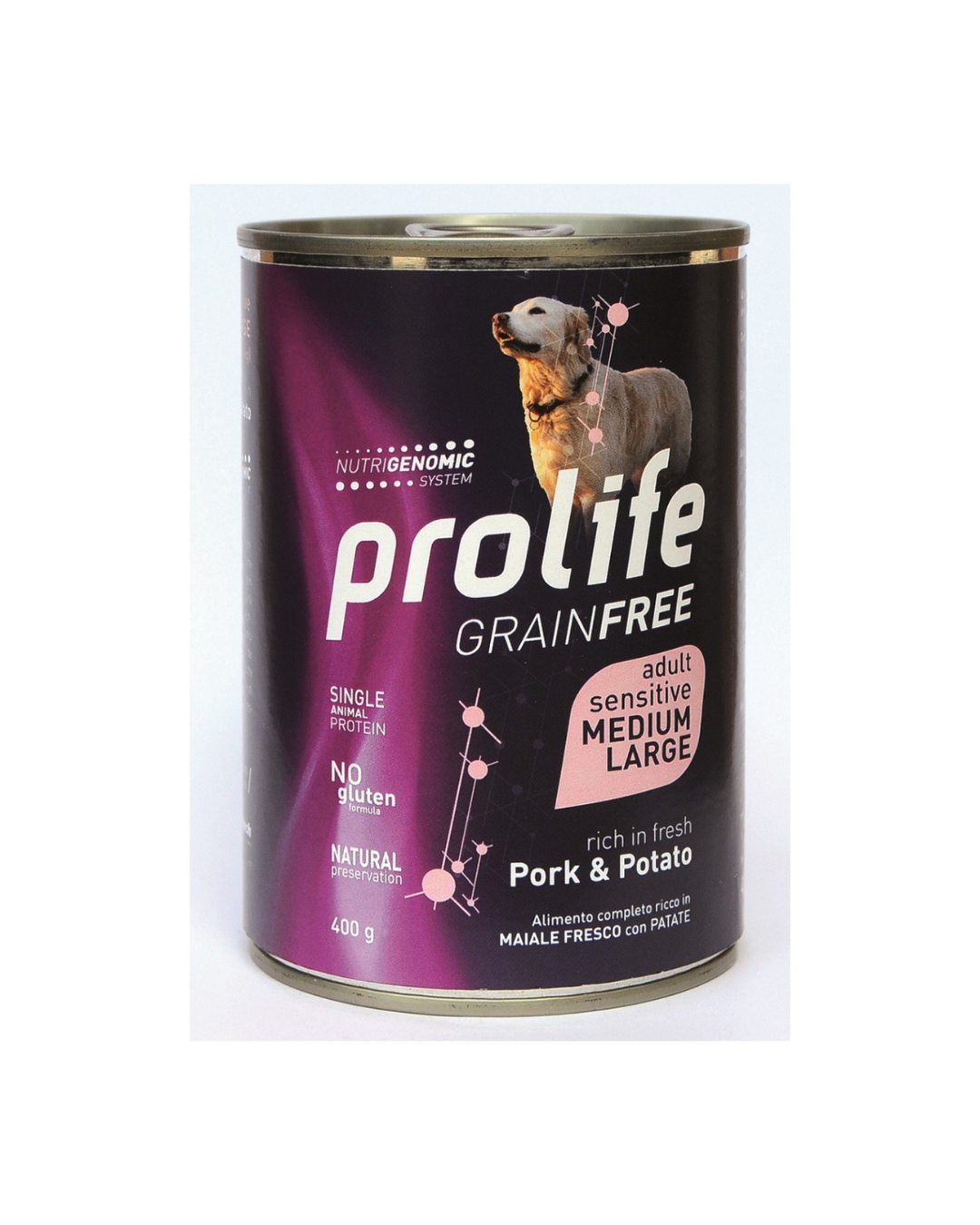 Prolife - Grain Free Sensitive - Dog Adult Medium / Large - Maiale e Patate - Umido in Lattina 400 gr