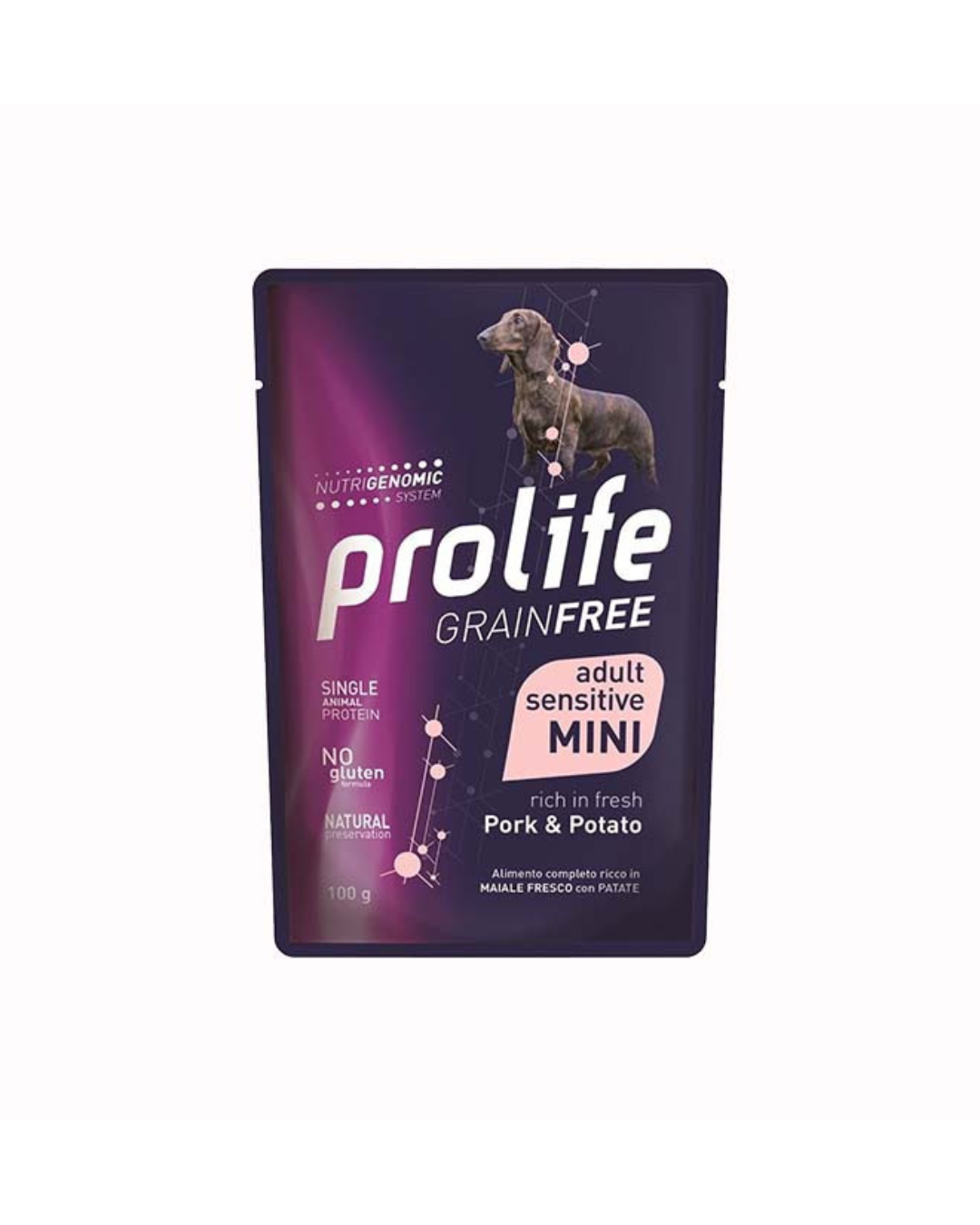 Prolife - Grain Free Sensitive - Dog Adult Mini - Pork and Potatoes - Wet in Sachet 100 gr