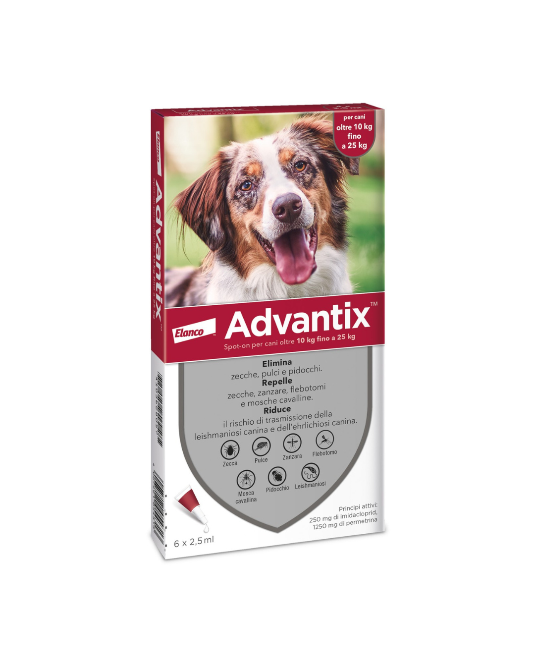 Advantix - 6 Pipette Spot On Antiparassitario Per Cani 10-25 kg - Elanco