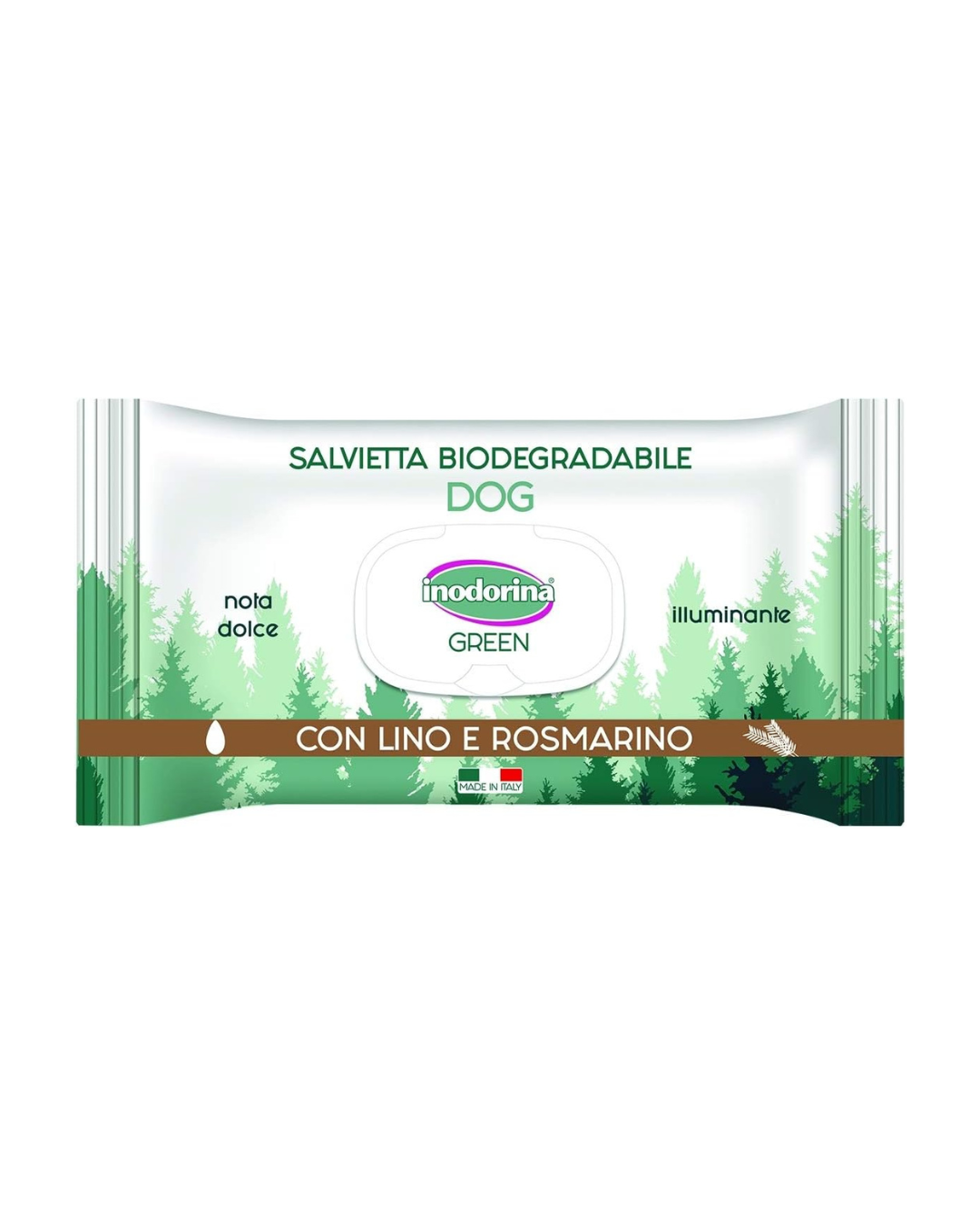 Inodorina - Salviette Green Illuminante  - con Lino e Rosmarino - 30 pz