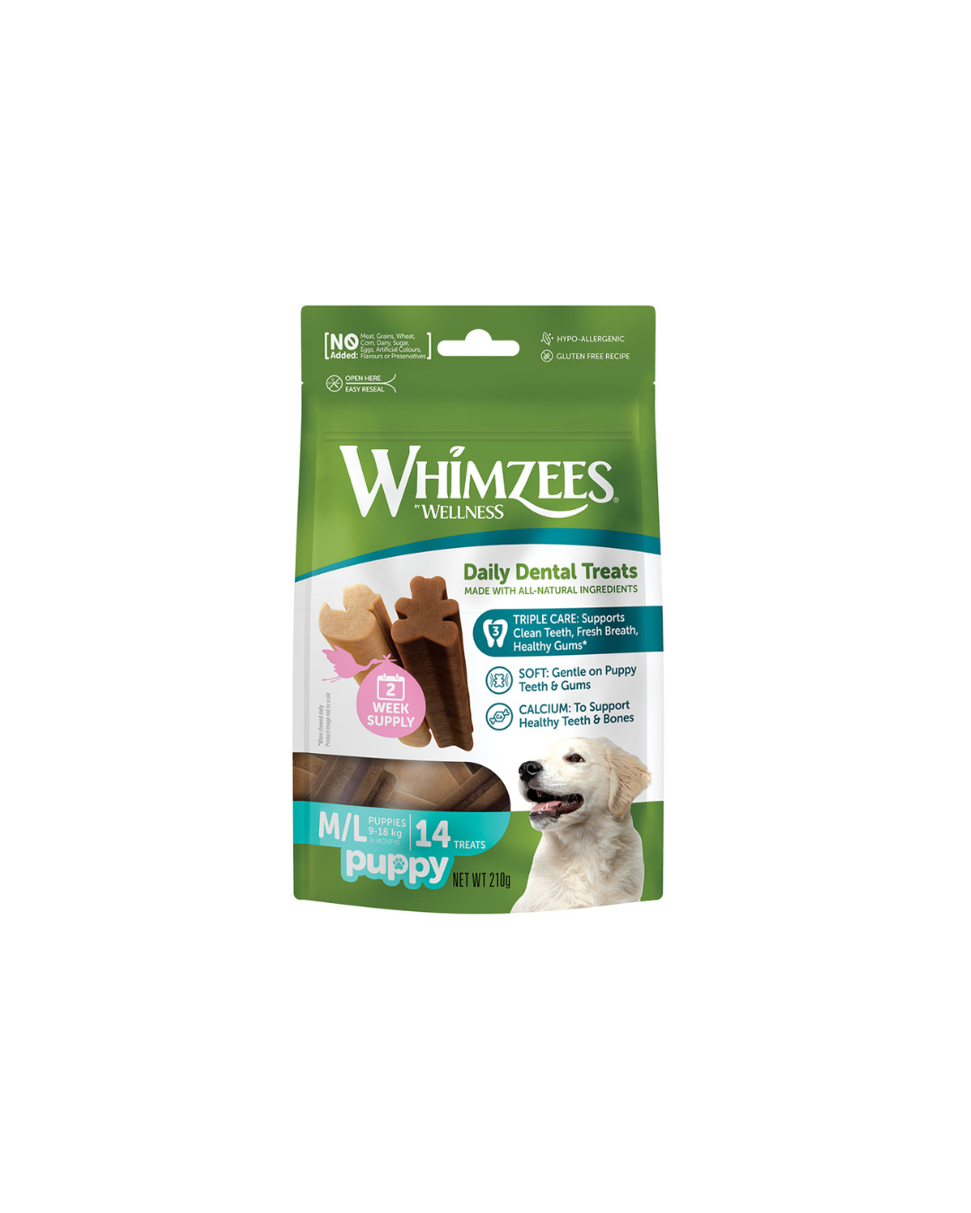 Whimzees - Dental Stick Vegetale Puppy - Per Cuccioli XS/S  - Busta 28 Pezzi