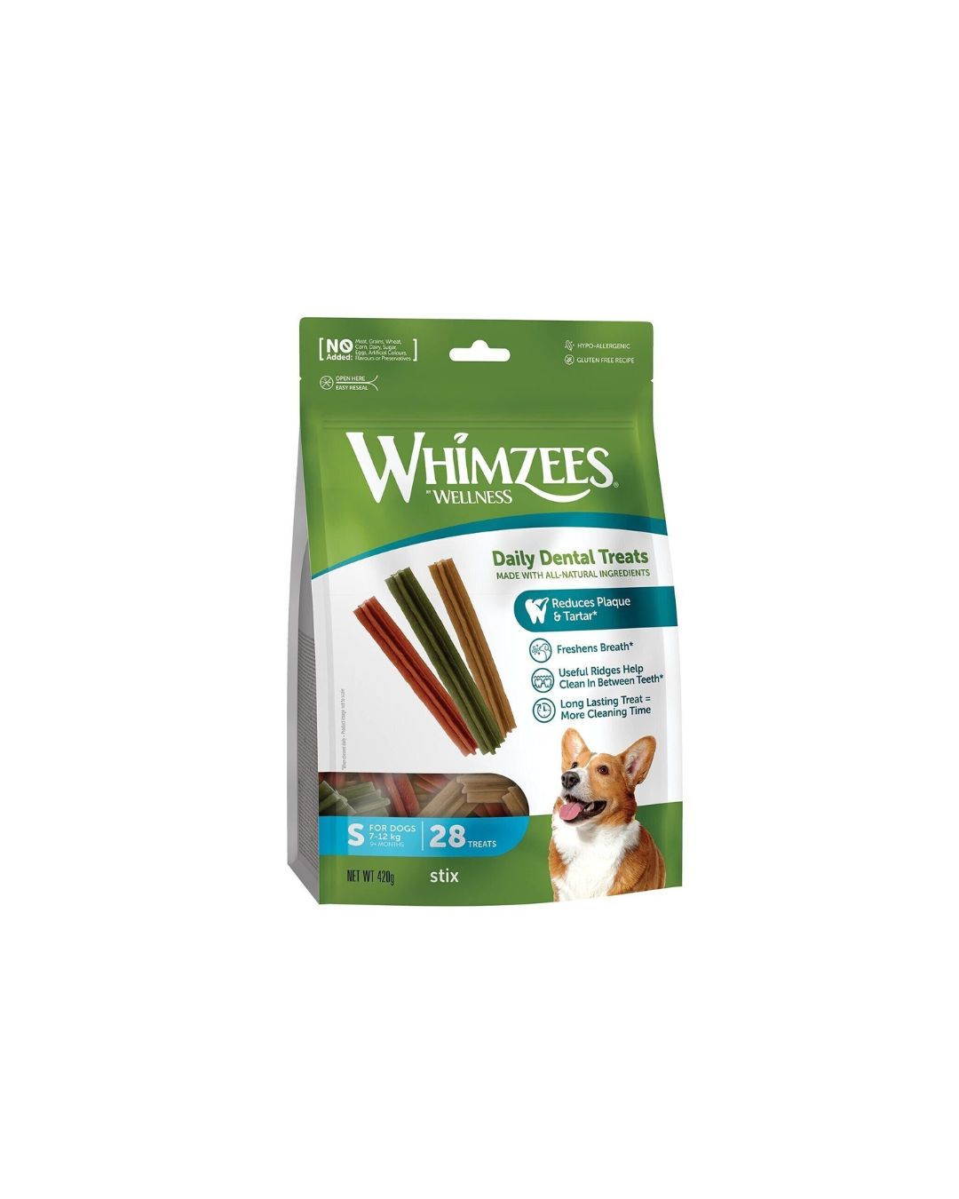 Whimzees - Dental Stick Vegetale - Taglia S - Busta 28 Pezzi