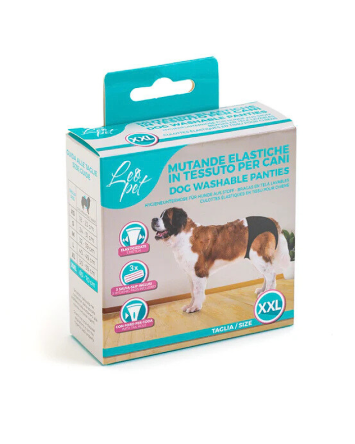Leopet - Mutande Elastiche in Tessuto per Cani XXL Nero